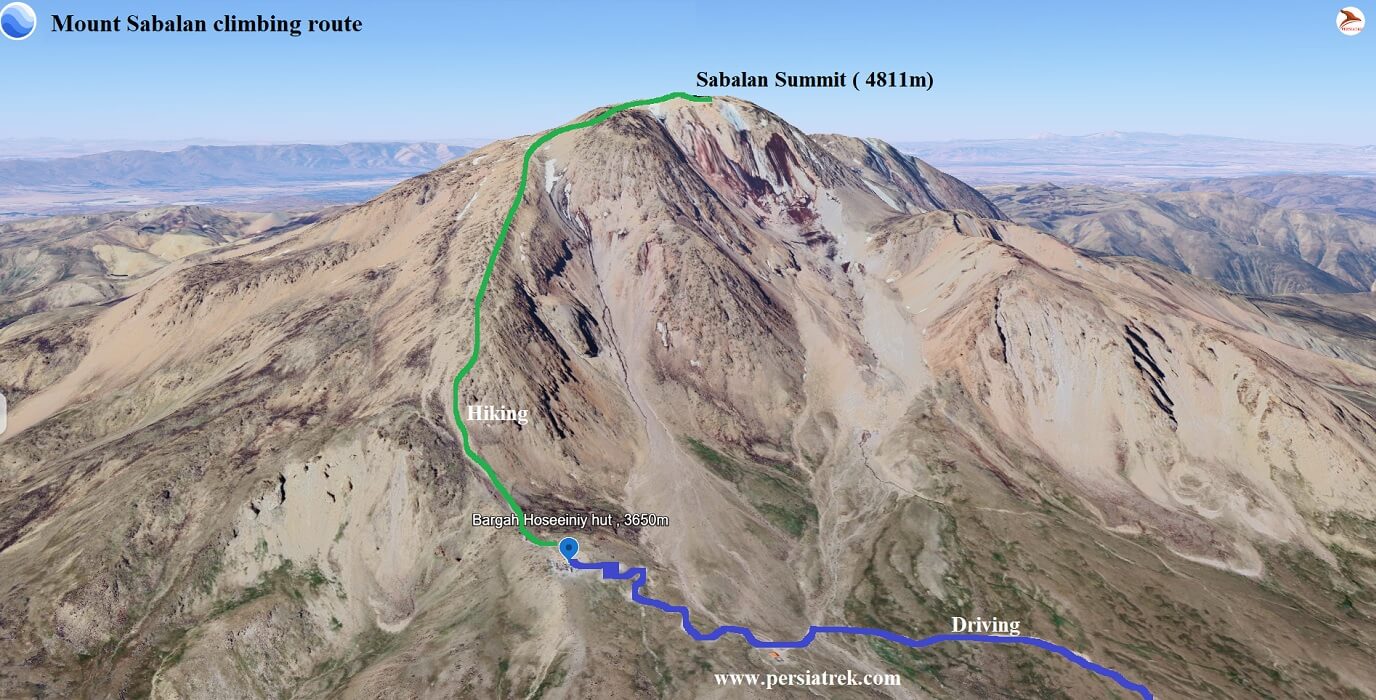 sabalan climbing map Damavand and Alamkuh climbing tour